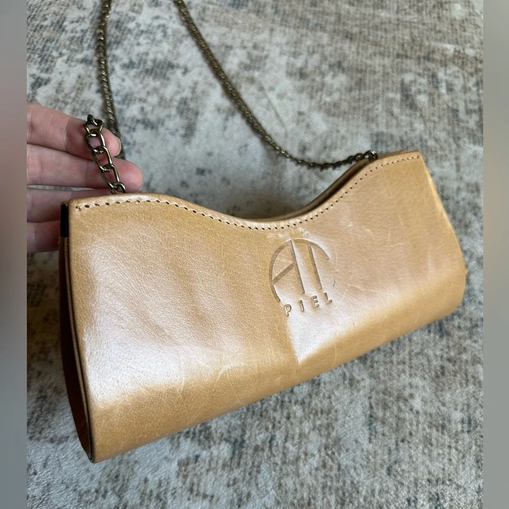 Piel Leather Tan Mini Shoulder Bag | Vintage 90s Chain Strap Purse‎